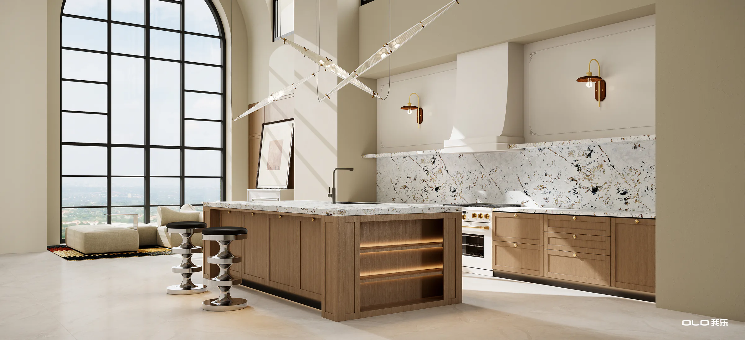 BEVERLY kitchen in natural oak and decorative stone