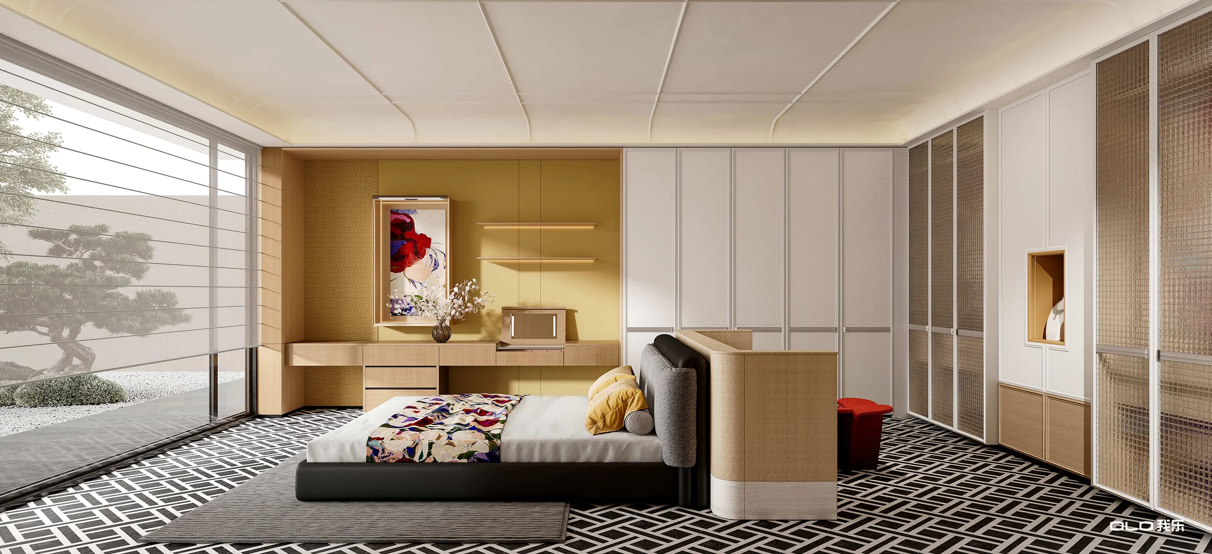 BLOSSOMING bedroom suite with dressing table and full-height wardrobes