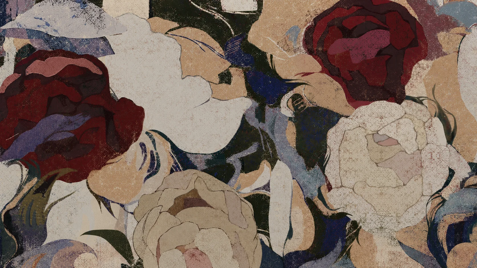 Layered peony artwork that inspired the BLOSSOMING collection