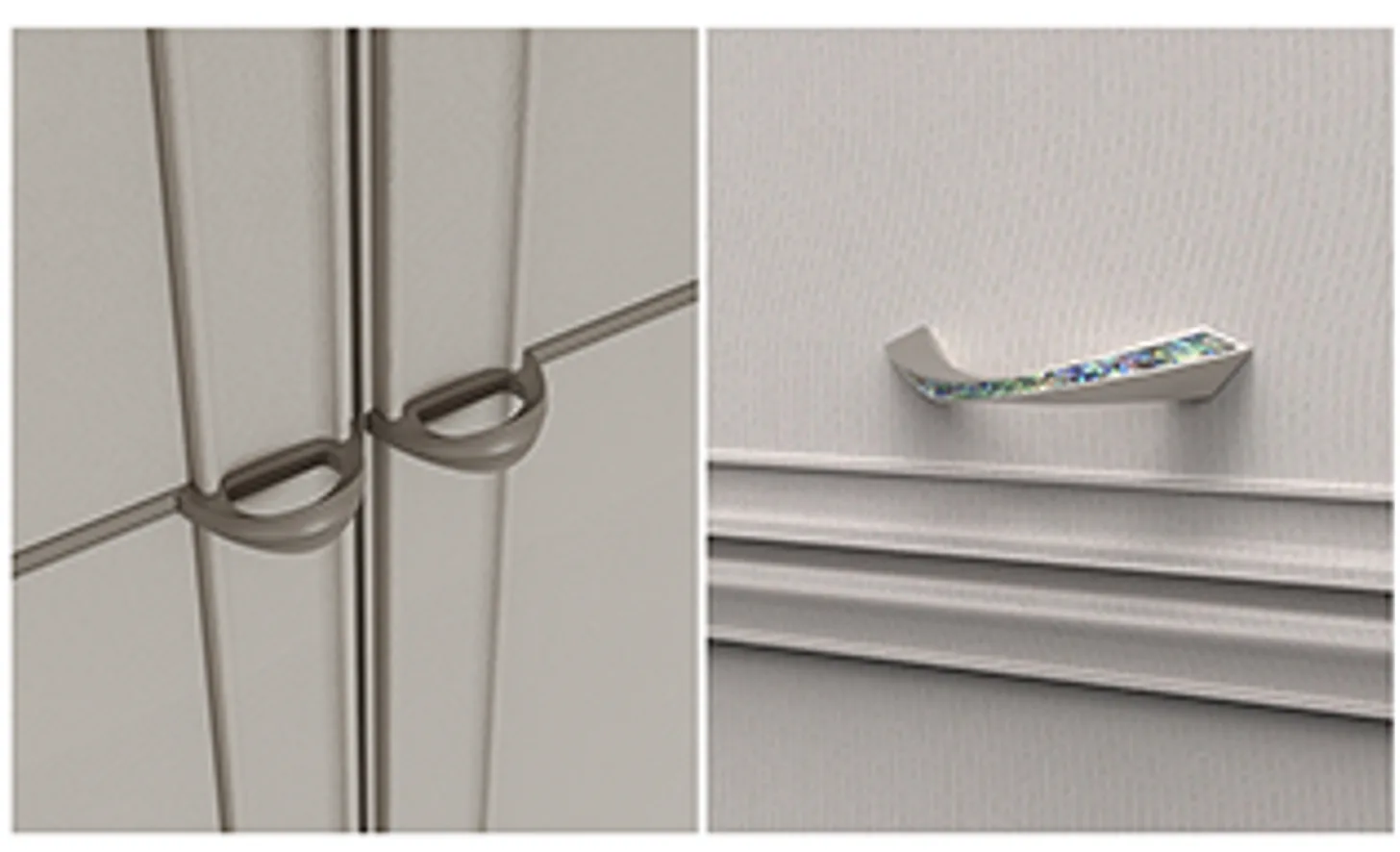 CARAT crystal-inlaid handles and framed cabinet door details