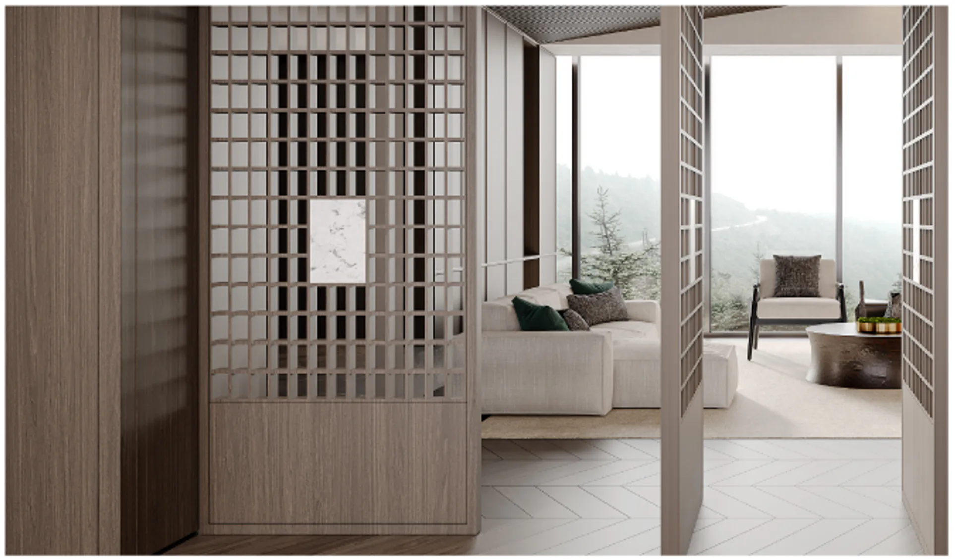 CHONGSU 2046 timber lattice door detail