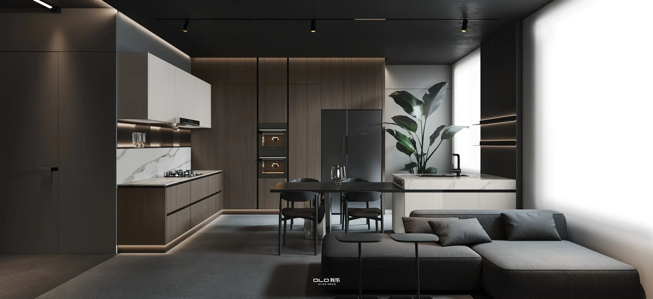 CHOPIN PRO dark timber kitchen and living space