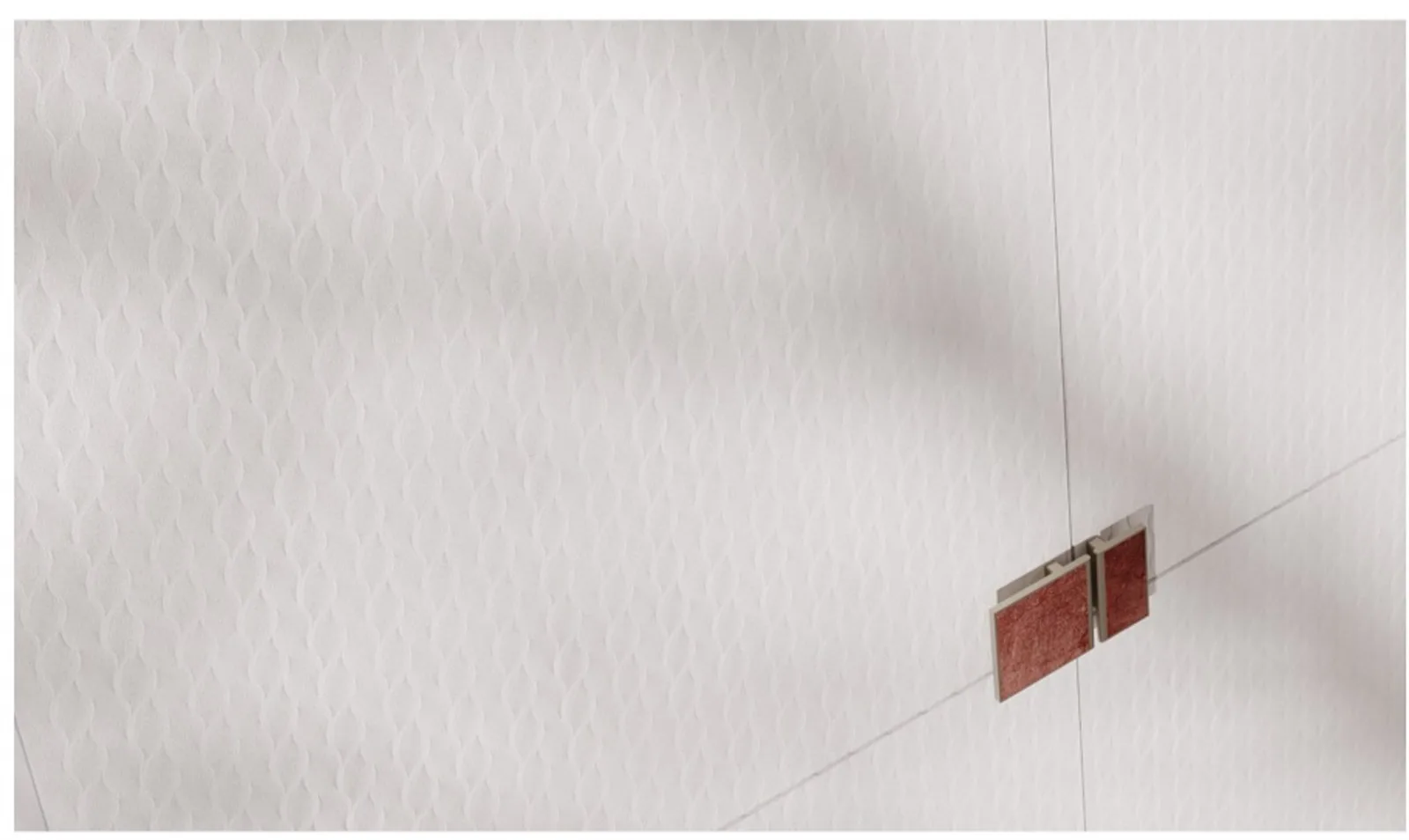 WOOD-SHADOW DUNHUANG red stone-accented handle on textured white door