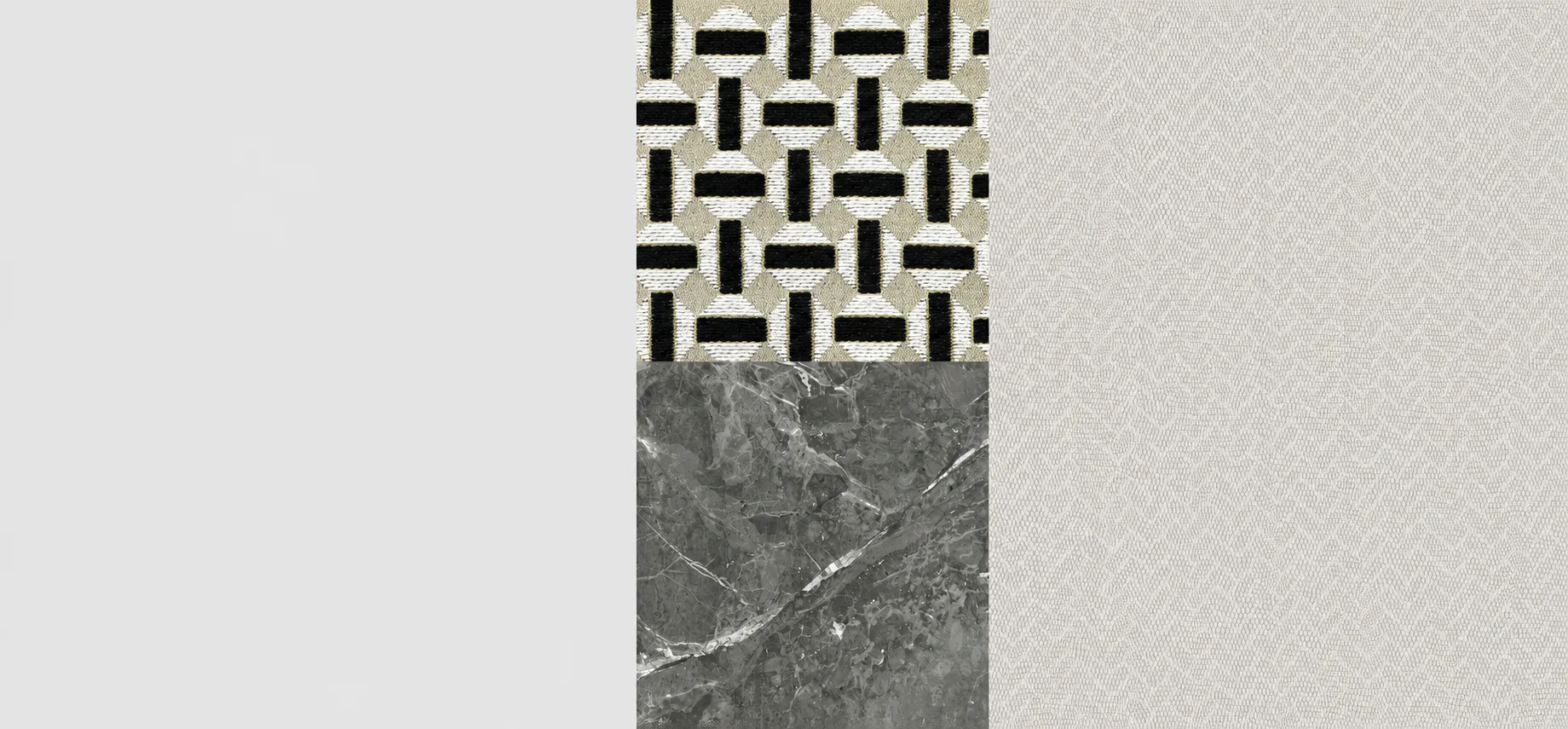 FUTURE PRO inspiration composition of geometric textile, grey stone, and ivory texture