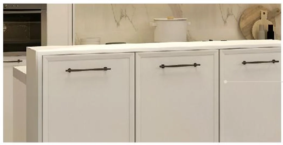JENNY independently framed cabinet door and slim dark handle