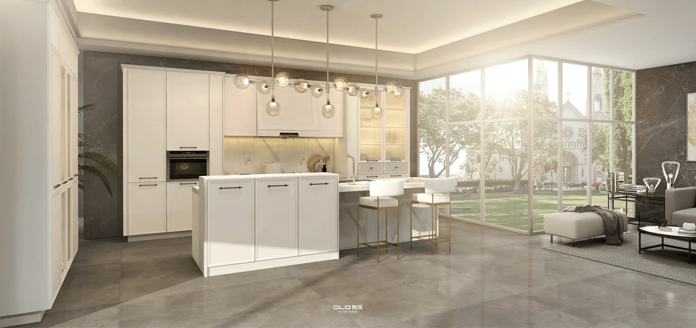 JENNY sunlit ivory kitchen opening to the garden