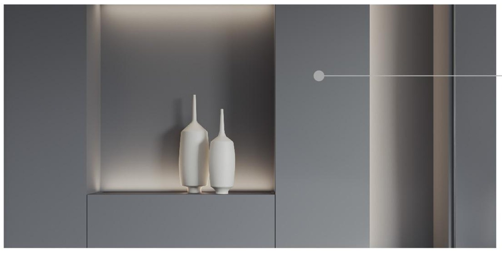 MORANDI illuminated niche and narrow shadow-line detail