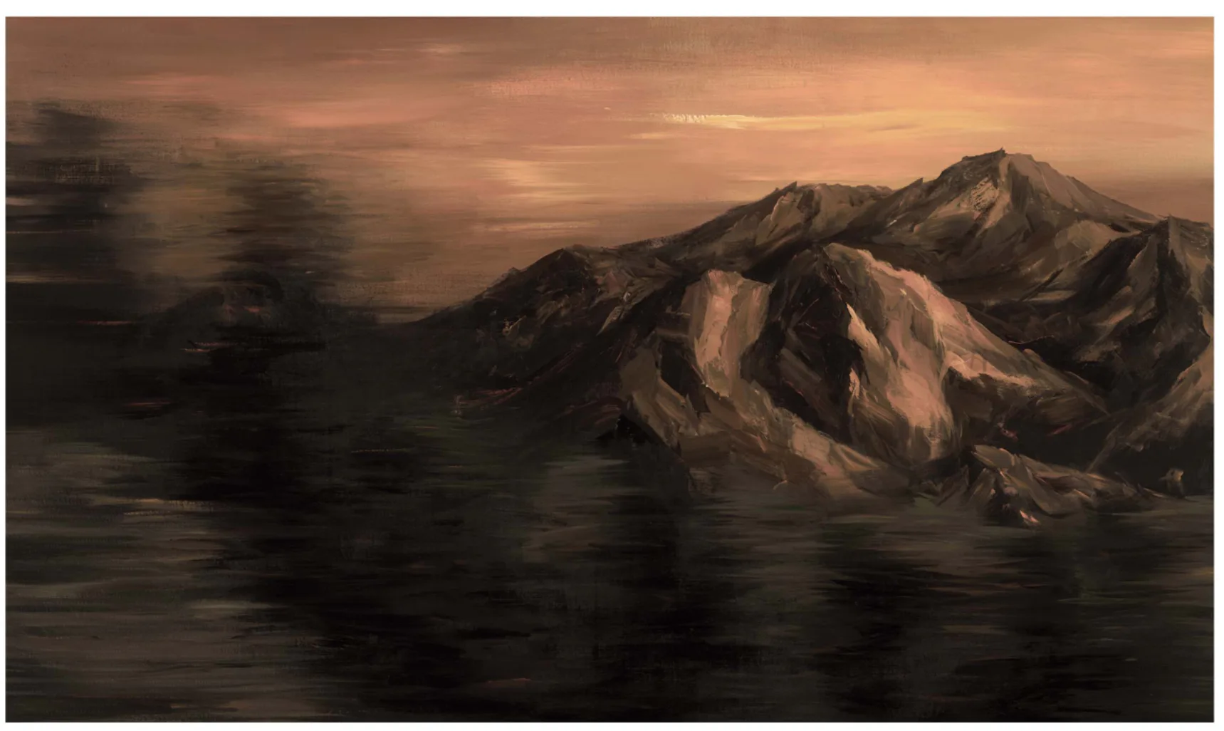 PANO panoramic mountain artwork used inside illuminated display cabinetry