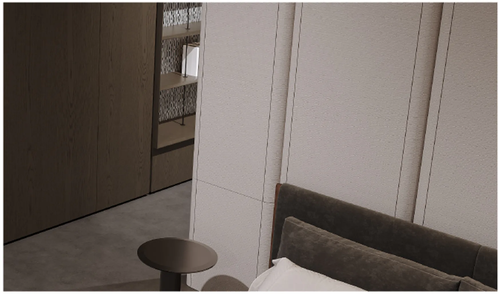 ROSSI upholstered wall and inset bedside detail