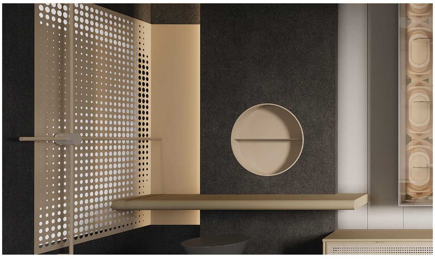 STELLAR spacecraft-inspired perforated screen and circular feature