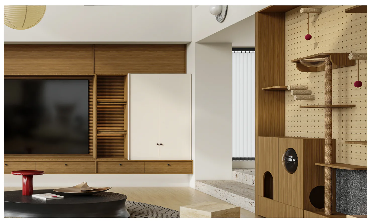 STOCKHOLM PRO integrated cat wall with shelves, scratching posts, and hideaways