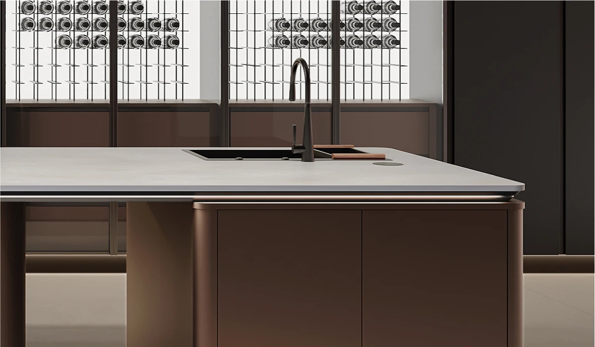 COVERT curved island edge with concealed linear lighting