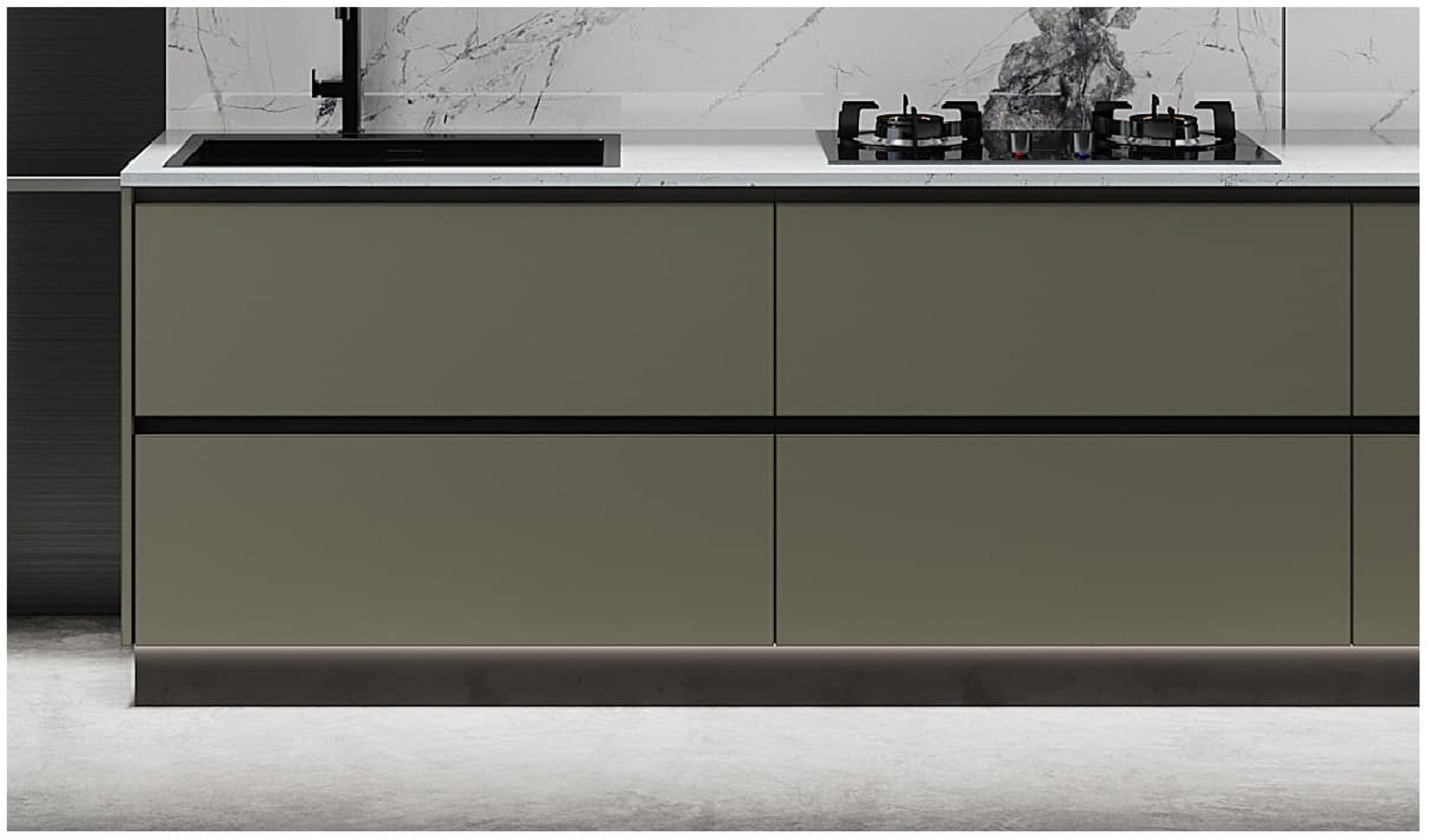 YINRUO PRO handle-free drawers and integrated black pull line