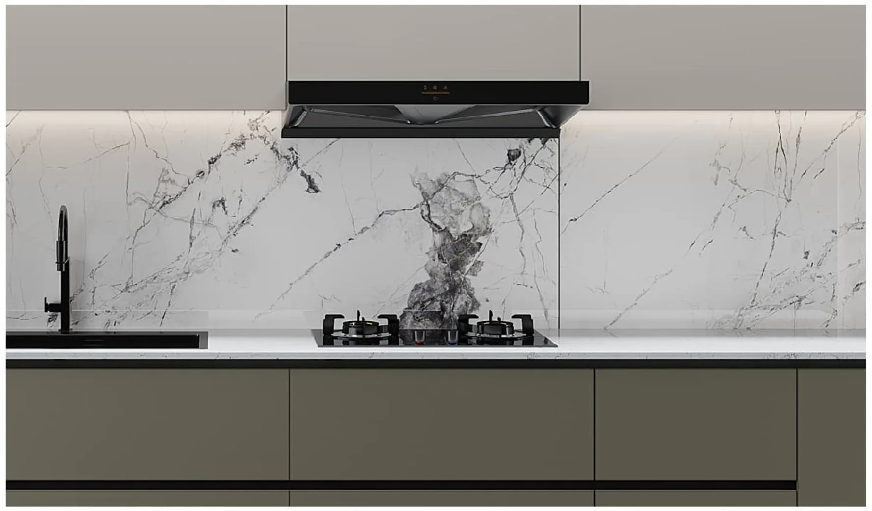YINRUO PRO marble backsplash and precision lighting