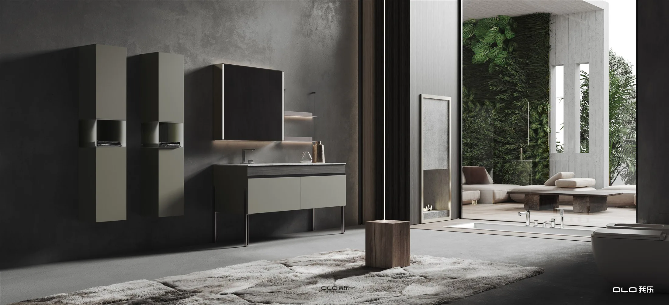 YINRUO PRO bathroom cabinetry in deep natural tones